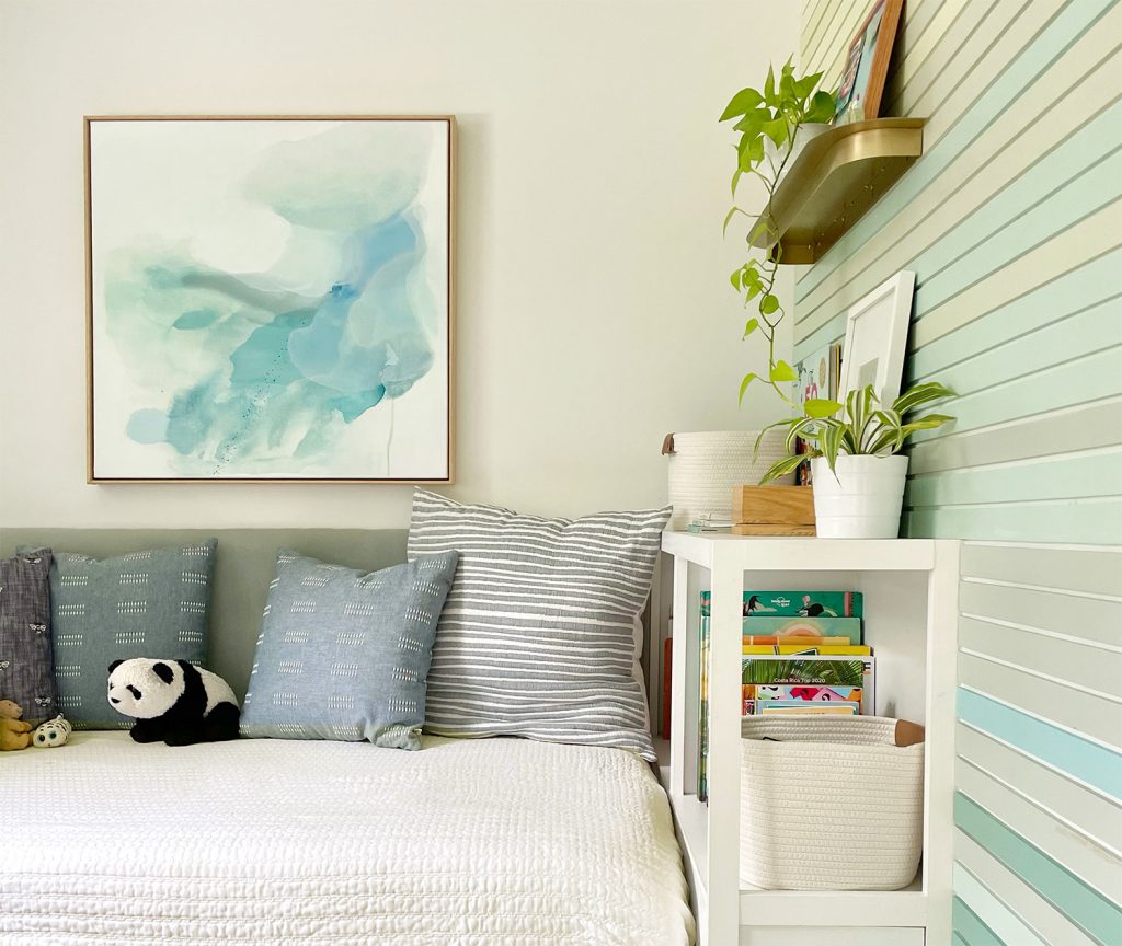 A Small Kids Bedroom With Lots Of Functional Storage That's Built Right In